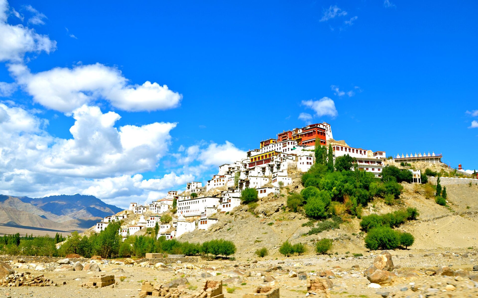 Thiksey gompa on its hill above the Indus valley, Ladakh